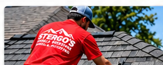 Roofing worker repairing shingles